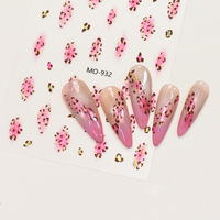 Autocollants 3D en relief vintage à imprimé léopard doré pour nail art, autocollants adhésifs en feuille d'or pour ongles, vente en gros