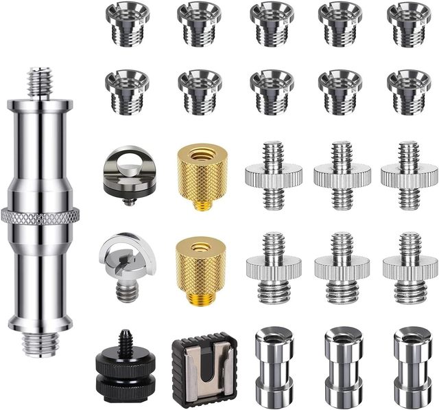 Homeet 26PCS Camera Screws Mount Set 1/4 Inch and 3/8 Inch Threaded Converter Screws Adapter Flash Shoe Mount for DSLR Camera/Tr