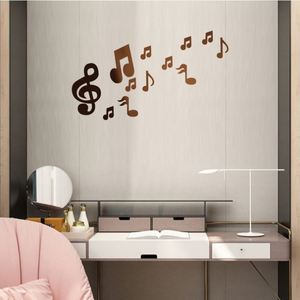 Autocollants muraux en miroir acrylique 3D - 12 autocollants adhésifs en forme de notes musicales pour la chambre des enfants et la décoration de la maternelle - Product Image 2