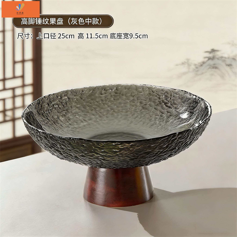 Hammered acacia wood round) Gray