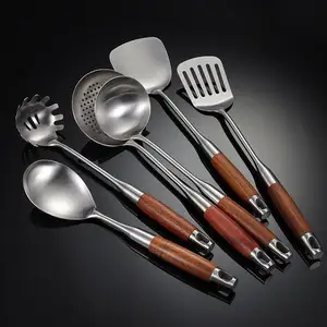Cozinha ferramentas e gadgets casa Rosewood lidar com alta qualidade 6pcs skimmer colher Spaghetti Server utensílios Set