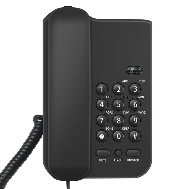 Mini Landline Phone Desktop Fixed Corded Telephone with Mute Flash Redial Function Wall Mountable Phone for Home Hotel Office