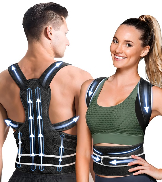 Back Brace Posture Corrector for Women and Men with Magnetic Therapy, Adjustable Lower Back Pain Relief Back Support