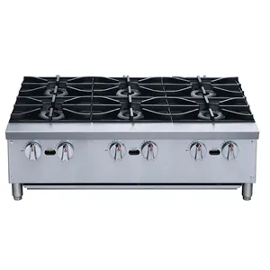 Professional Kitchen Stainless steel countertop gas 6 burners stove commercial hot plate price