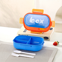 Boîte à lunch double niveau 3 compartiments, mignonne, étanche, sans BPA, compatible micro-ondes, de qualité alimentaire, avec fourchette à boucle, pour étudiants et employés de bureau