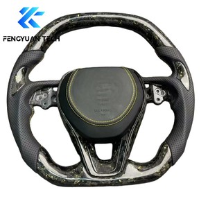 Volant en cuir personnalisé Alcantara en fibre de carbone forgée avec boutons pour <span class=keywords><strong>Toyota</strong></span> Corolla Camry E2102019 2024 sans airbag - Product Image 3