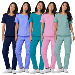 2024 gran oferta antiarrugas lavable tela suave enfermera Scrub Hospital personalizado Scrubs mujeres médico enfermería conjunto - Product Image 1