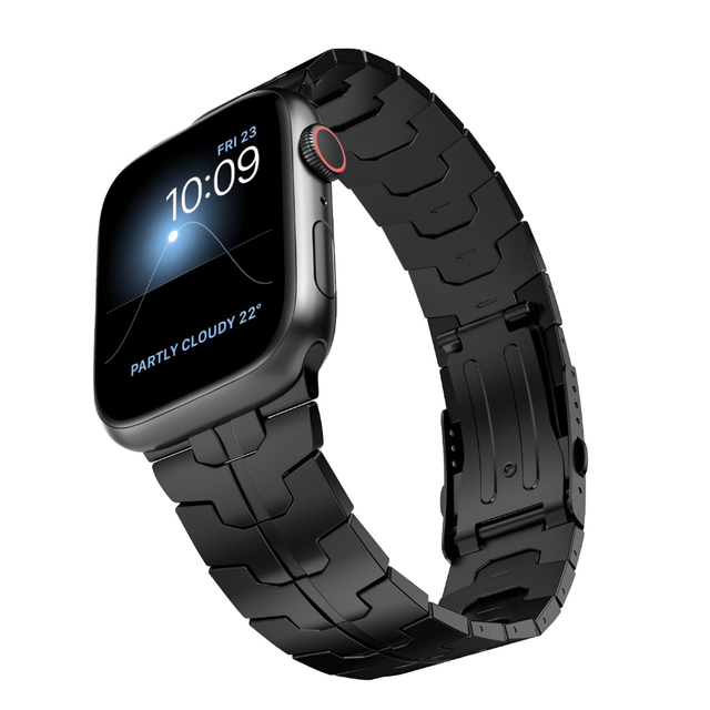 For Classic Breathable Pure Titanium Link Wrist Watch Ultra Band Durable Buckle Strap Black for IWatch 11-1