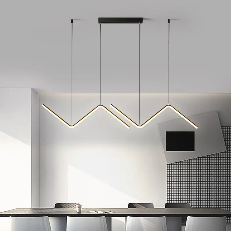 CD-9014 Modern chandelier for home Simple linear light LED source Gold pendant lamp dining living room lighting chandelier