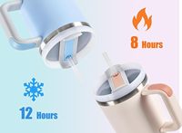 Nouveau design 2024 – Gobelets de voyage isothermes en acier inoxydable écologiques de 40 oz avec poignée et paille, style américain pour le camping