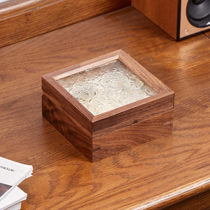 Furun Solid Wood Jewelry Box Rectangle Elegant Floral Pattern <b>Storage</b> Display Rack For <b>Rings</b> And Jewelry - Product Image 2
