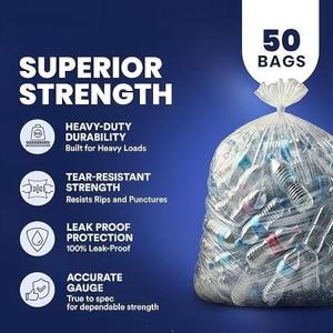 ถุงขยะฮัวหม่าเหิงชุน95-96 แกลลอน หนา 2 มิล ใส ทนทาน ขนาด 61” x 68” - Product Image 4