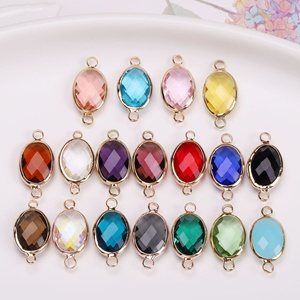 Lunette en laiton plaqué or 18 carats <span class=keywords><strong>connecteur</strong></span> de pierre de naissance ovale <span class=keywords><strong>breloque</strong></span> pour boucles d'oreilles Bracelet collier fabrication de bijoux composants accessoire - Product Image 2