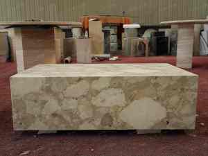 Table basse en marbre beige Kunis Breccia de SH STONE, design moderne rectangulaire, marbre Ceppo Romano, meubles de salon - Product Image 2