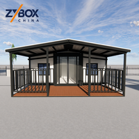 ZYBOX Conteneurs préfabriqués extensibles durables en métal noir de 20 et 40 pieds avec salle de bain et cuisine compacte pour maisons et complexes hôteliers
