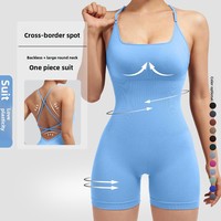 Body-short femme sexy sans couture, respirant, séchage rapide, effet galbe fessier, bretelles spaghetti, en Spandex/Nylon, pour le sport, sans gênes