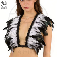 Lingerie gothique JINZHU avec plumes et bretelles, tenue sexy pour boîte de nuit et soirée