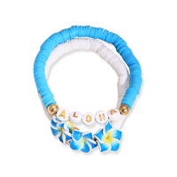 Bracelet élastique personnalisé style bohème fleur de prunier, perles en céramique douce colorées, ensemble de bracelets d'amitié tendance
