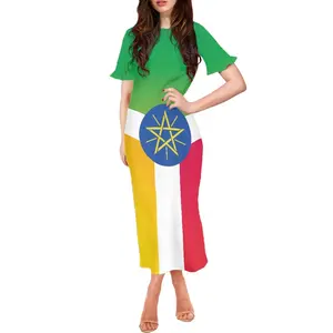 इथियोपियाई अनुकूलन डिज़ाइन किए गए ड्रेस निर्माता प्रत्यक्ष आरामदायक सांस लेने योग्य मुलायम कपड़े कैजुअल सेक्सी पेप्लम ड्रेस