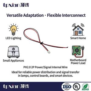 JST PH 2.0mm Aralıklı 2 Pinli Kablo Demeti PHR-2 Tek Uçlu Soyulmuş Kalaylı Uçlu Kablo Montajı Özel Tasarım - Product Image 3