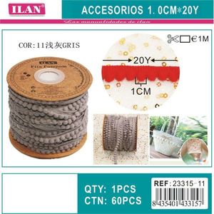 Nastro Pom-Pom 1 cm x 20 iarde grigio per decorazioni artigianali - Product Image 3