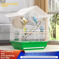 Kit de démarrage complet avec bain d'oiseaux et perchoir intégrés, base en fer robuste, cage à oiseaux professionnelle pour la reproduction de petits perroquets