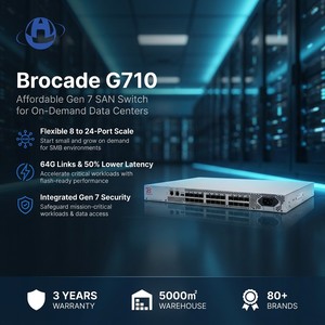Switch de Fibra Óptica Brocade G710 Original de 8-24 Puertos, 64G Gen 7, Network Essentials 1U, Switch LAN SFP de Almacenamiento Asequible - Product Image 1