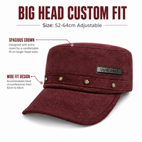 Casquette Cadet Rétro en Daim WEINI avec Logo Personnalisé, Patch en Cuir et Rivets Métalliques – Vente en Gros