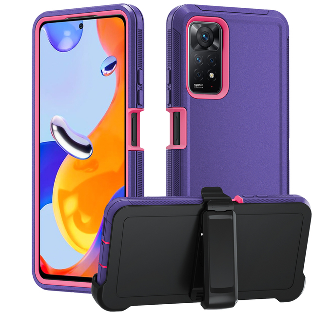 Rugged Anti-fall Defender Case for Xiaomi Redmi Note 11Pro 4G/5G Multi-layer Phone Cover With Belt Clip