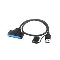 Cable SATA a USB 2 en 1 USB 3,0 tipo C A Adaptador SATA III para adaptador de disco duro SSD HDD de 2,5 pulgadas