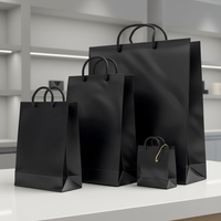 Emballage de vêtements de luxe personnalisé Sac en papier kraft noir durable avec poignée Réutilisable Laminé pour la vente au détail Sac cadeau parfait pour le shopping
