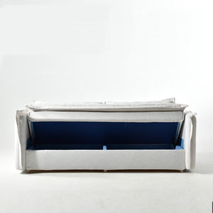Sofá cama plegable moderno de tela blanca de <span class=keywords><strong>3</strong></span> asientos con almacenamiento para sala de estar, hoteles, apartamentos llenos de material de madera de esponja - Product Image 5