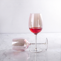 Verre à vin rouge à pied rose de style vintage de luxe léger, électroplaqué, exclusif mariage, pour coffret cadeau en verre
