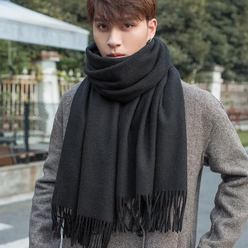 Hot Sell Casual Elegant Winter Men's Thick Scarf Plaid Scarf 30% Cashmere