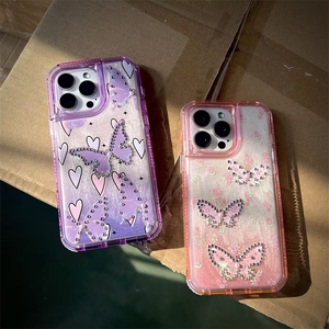 Fantastique 3 En 1 Funda Mignon papillon Brillant Diamant Antichoc Téléphone Cas pour HONR 400 5G - Product Image 3
