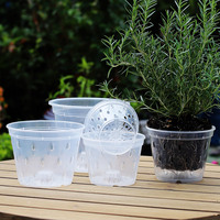 Pots à fleurs JQ Orchid avec trous, 3 pièces, 4,3, 5,5 et 6,7 pouces, pots en plastique transparent écologiques et durables pour le repiquage, utilisation en jardin