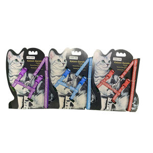 Tali <span class=keywords><strong>Harness</strong></span> kucing XS pola bunga yang indah fitur terpisah dapat disesuaikan untuk hewan peliharaan kecil warna biru ungu untuk anjing juga - Product Image 1