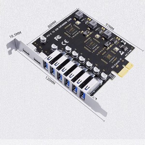 PCIE转USB3.2 Type C转换卡 6端口USB a 2端口USB C转PCI-E X1 X4 X8 X16转换适配器 PC前面板扩展卡 - Product Image 6