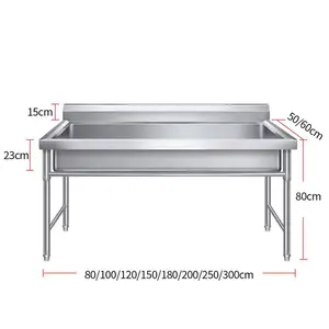 Commercial Used Stainless Steel Kitchen Sinks Double Bowl Sink Bench Worktable Stainless Steel Double Bench For Sale