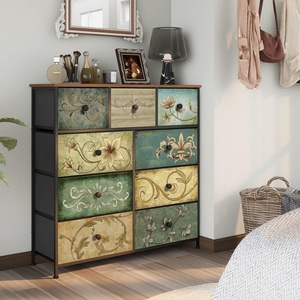 Cómoda con 12 Cajones con Panel de Madera, Cajones de Tela, Estructura Metálica, Organizador de Torre, Estilo Rústico para Sala de Estar o Habitación <span class=keywords><strong>Infantil</strong></span> - Product Image 2