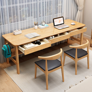 Scrivania Doppia in Legno Massello con Tre Cassetti, Design Moderno e Semplice, per Ufficio Domestico o Scrivania <span class=keywords><strong>da</strong></span> Parete - Product Image 3