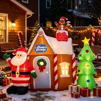 Père Noël et maison de Noël gonflables lumineux avec éclairage LED, décorations de Noël pour la cour et les centres commerciaux