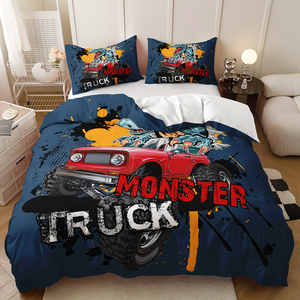 Parure <span class=keywords><strong>de</strong></span> lit élégante et puissante à imprimé Monster Truck, 300 fils, écologique, pour chambre à coucher, avec <span class=keywords><strong>housse</strong></span> <span class=keywords><strong>de</strong></span> <span class=keywords><strong>couette</strong></span> en polyester King Size - Product Image 3