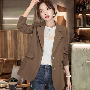 Pink Blazer For Women Solid Color Anti-Wrinkle Long Sleeve Casual Autumn Style - Product Image 3