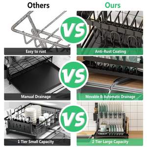 Escurridor de Platos para Encimera de Cocina, Resistente al Óxido, Escurridor de Platos Sobre el Fregadero, Ahorra Espacio, Escurridor de Platos de 2 Niveles con Soporte para Utensilios - Product Image 5