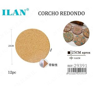 ILAN Round <b>Cork</b> <b>Coasters</b> 25Cm Adhesive Set Of 12 For Table Protection - Product Image 3