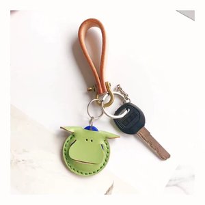 Handmade leather access <b>card</b> holder, mini proximity <b>card</b> <b>protector</b> keychain, teardrop-shaped bus <b>card</b> holder - Product Image 1