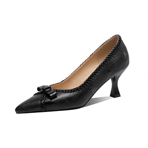 Scarpe Eleganti da Donna Moncheer con Tacco Medio Comode Nero Marrone Punta a Spillo con Fiocco e Decorazione Intrecciata <span class=keywords><strong>Tacchi</strong></span> Alti Estivi - Product Image 3