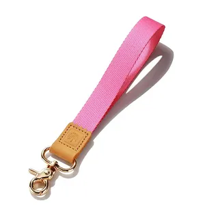 Strap Clip Dye Sublimation Lan yards kurzer Riemen mit Logo benutzer definierte Schlüssel bund Handgelenk Schlüssel ring europäische Lanyard rosa