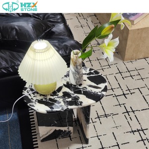 Hzx bán buôn cao cấp Ý arabescato Trắng phiến đá cẩm thạch cho phòng khách sang trọng tùy chỉnh hiện đại kết thúc cà phê plinth bên bảng <span class=keywords><strong>Top</strong></span> - Product Image 2